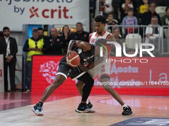 Jaylen Hands plays for Openjobmetis Varese during the LBA Italy Championship match between Openjobmetis Varese and Bertram Derthona Tortona...