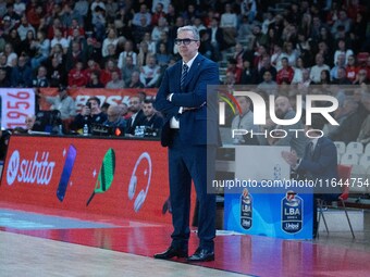 Head Coach Walter De Raffaele of Bertram Derthona Tortona is present during the LBA Italy Championship match between Openjobmetis Varese and...