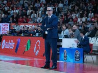 Head Coach Walter De Raffaele of Bertram Derthona Tortona is present during the LBA Italy Championship match between Openjobmetis Varese and...