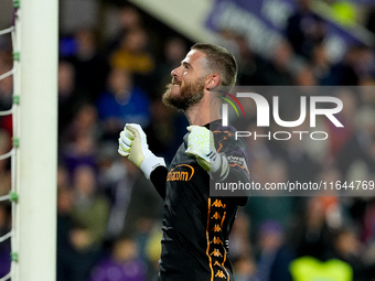 David De Gea of ACF Fiorentina celebrates after Albert Gudmundsson scored second goal during the Serie A Enilive match between ACF Fiorentin...