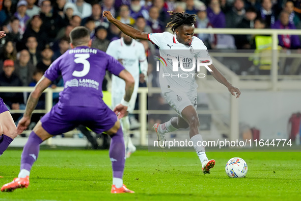 Samuel Chukwueze of AC Milan during the Serie A Enilive match between ACF Fiorentina and AC Milan at Stadio Artemio Franchi on October 06, 2...