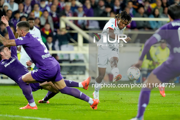 Samuel Chukwueze of AC Milan during the Serie A Enilive match between ACF Fiorentina and AC Milan at Stadio Artemio Franchi on October 06, 2...