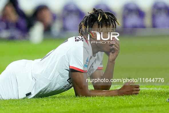 Samuel Chukwueze of AC Milan looks dejected during the Serie A Enilive match between ACF Fiorentina and AC Milan at Stadio Artemio Franchi o...