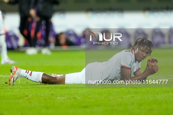 Samuel Chukwueze of AC Milan looks dejected during the Serie A Enilive match between ACF Fiorentina and AC Milan at Stadio Artemio Franchi o...