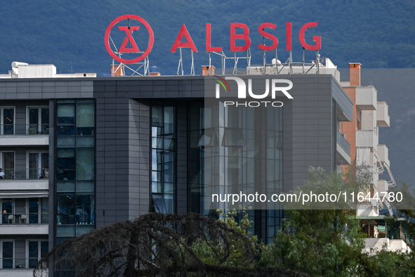 TIRANA, ALBANIA - SEPTEMBER 16:   
Logo of Albsig Insurance Company, seen on September 16, 2024, in Tirana, Albania. 