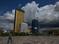 TIRANA, ALBANIA - SEPTEMBER 16:   
View of the Tirana and Intercontinental Hotels in Skanderbeg Square, seen on September 16, 2024, in Tiran...