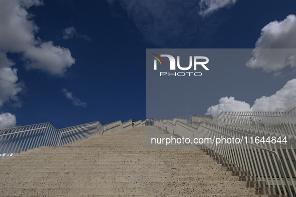 TIRANA, ALBANIA - SEPTEMBER 16:   
View of the stairs at the Pyramid of Tirana, originally built as a museum dedicated to the communist dict...