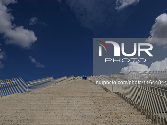 TIRANA, ALBANIA - SEPTEMBER 16:   
View of the stairs at the Pyramid of Tirana, originally built as a museum dedicated to the communist dict...