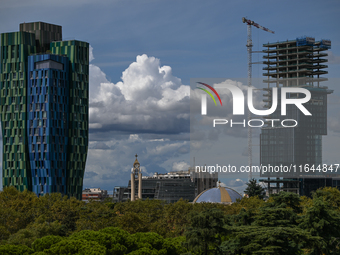 TIRANA, ALBANIA - SEPTEMBER 16:   
View of the modern skyscrapers in the Albanian capital, seen on September 16, 2024, in Tirana, Albania. (