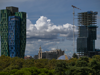 TIRANA, ALBANIA - SEPTEMBER 16:   
View of the modern skyscrapers in the Albanian capital, seen on September 16, 2024, in Tirana, Albania. (