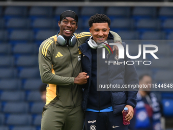 Anthony Elanga of Nottingham Forest and Jadon Sancho of Chelsea participate in the Premier League match between Chelsea and Nottingham Fores...