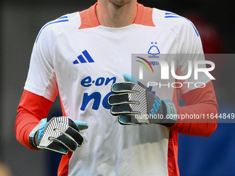 Matz Sels, Nottingham Forest goalkeeper, warms up ahead of kick-off during the Premier League match between Chelsea and Nottingham Forest at...