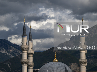 TIRANA, ALBANIA - SEPTEMBER 16:   
Towers of the Great Mosque of Tirana, also known as Namazgah Mosque, which is currently under constructio...