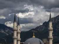 TIRANA, ALBANIA - SEPTEMBER 16:   
Towers of the Great Mosque of Tirana, also known as Namazgah Mosque, which is currently under constructio...