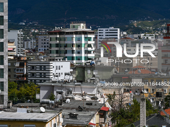 TIRANA, ALBANIA - SEPTEMBER 16:   
View of the typical architecture in the center of Tirana, seen on September 16, 2024, in Tirana, Albania....