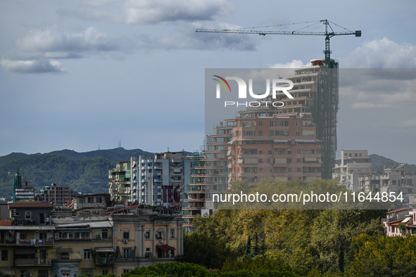 TIRANA, ALBANIA - SEPTEMBER 16:   
View of the typical architecture in the center of Tirana with a new construction site, seen on September...