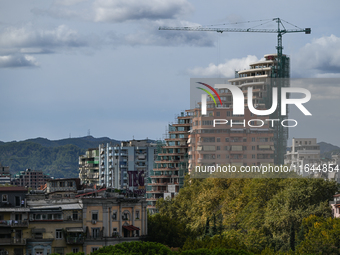 TIRANA, ALBANIA - SEPTEMBER 16:   
View of the typical architecture in the center of Tirana with a new construction site, seen on September...