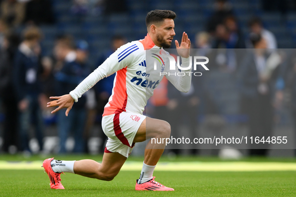 Alex Moreno of Nottingham Forest warms up ahead of kick-off during the Premier League match between Chelsea and Nottingham Forest at Stamfor...