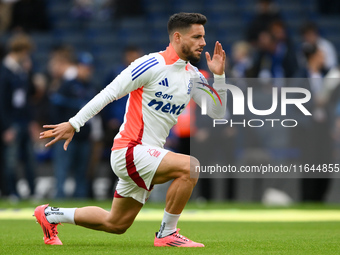 Alex Moreno of Nottingham Forest warms up ahead of kick-off during the Premier League match between Chelsea and Nottingham Forest at Stamfor...