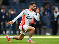 Alex Moreno of Nottingham Forest warms up ahead of kick-off during the Premier League match between Chelsea and Nottingham Forest at Stamfor...