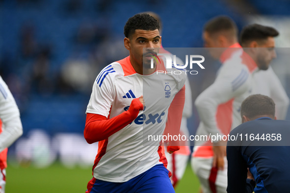 Morgan Gibbs-White of Nottingham Forest participates in the Premier League match between Chelsea and Nottingham Forest at Stamford Bridge in...