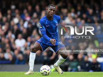 Nicolas Jackson of Chelsea is in action during the Premier League match between Chelsea and Nottingham Forest at Stamford Bridge in London,...