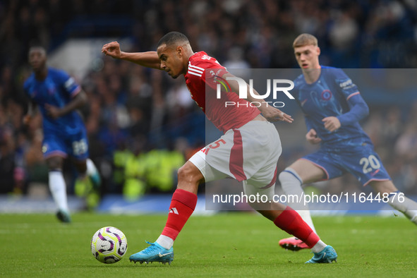 Murillo of Nottingham Forest is in action during the Premier League match between Chelsea and Nottingham Forest at Stamford Bridge in London...