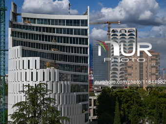 TIRANA, ALBANIA - SEPTEMBER 16:   
View of the new construction sites in the Albanian capital, seen on September 16, 2024, in Tirana, Albani...