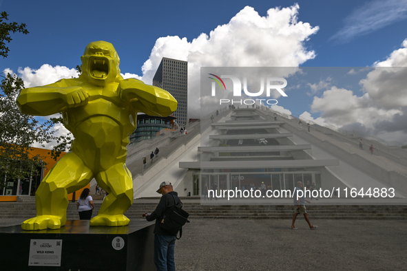 TIRANA, ALBANIA - SEPTEMBER 16:   
View of the Pyramid of Tirana, with the Wild Kong sculpture by Richard Orlinski, seen on September 16, 20...