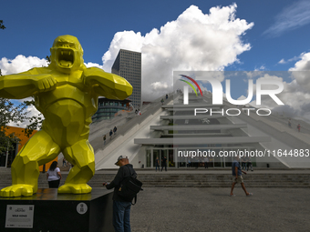 TIRANA, ALBANIA - SEPTEMBER 16:   
View of the Pyramid of Tirana, with the Wild Kong sculpture by Richard Orlinski, seen on September 16, 20...