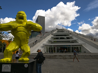 TIRANA, ALBANIA - SEPTEMBER 16:   
View of the Pyramid of Tirana, with the Wild Kong sculpture by Richard Orlinski, seen on September 16, 20...