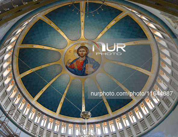 TIRANA, ALBANIA - SEPTEMBER 16:   
Ceiling fresco in the Resurrection of Christ Orthodox Cathedral, seen on September 16, 2024, in Tirana, A...