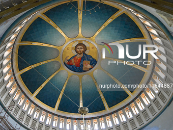 TIRANA, ALBANIA - SEPTEMBER 16:   
Ceiling fresco in the Resurrection of Christ Orthodox Cathedral, seen on September 16, 2024, in Tirana, A...