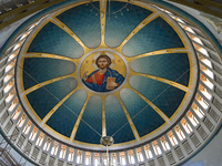 TIRANA, ALBANIA - SEPTEMBER 16:   
Ceiling fresco in the Resurrection of Christ Orthodox Cathedral, seen on September 16, 2024, in Tirana, A...