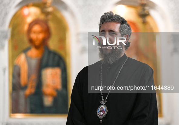 TIRANA, ALBANIA - SEPTEMBER 16:   
Asti, Bishop of Bylis of the Albanian Orthodox Church, speaks inside the Resurrection of Christ Orthodox...