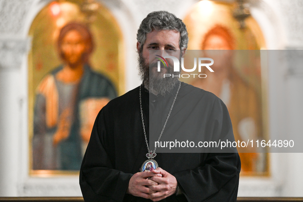 TIRANA, ALBANIA - SEPTEMBER 16:   
Asti, Bishop of Bylis of the Albanian Orthodox Church, speaks inside the Resurrection of Christ Orthodox...