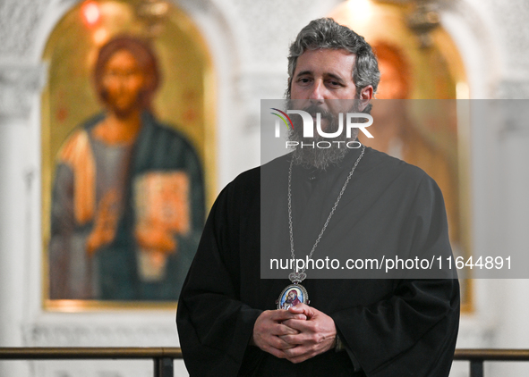 TIRANA, ALBANIA - SEPTEMBER 16:   
Asti, Bishop of Bylis of the Albanian Orthodox Church, speaks inside the Resurrection of Christ Orthodox...