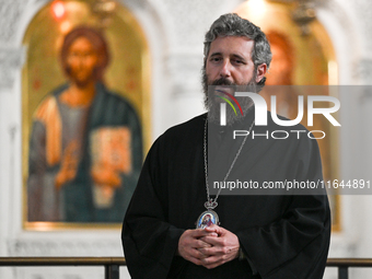 TIRANA, ALBANIA - SEPTEMBER 16:   
Asti, Bishop of Bylis of the Albanian Orthodox Church, speaks inside the Resurrection of Christ Orthodox...