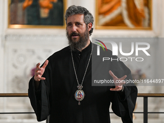 TIRANA, ALBANIA - SEPTEMBER 16:   
Asti, Bishop of Bylis of the Albanian Orthodox Church, speaks inside the Resurrection of Christ Orthodox...