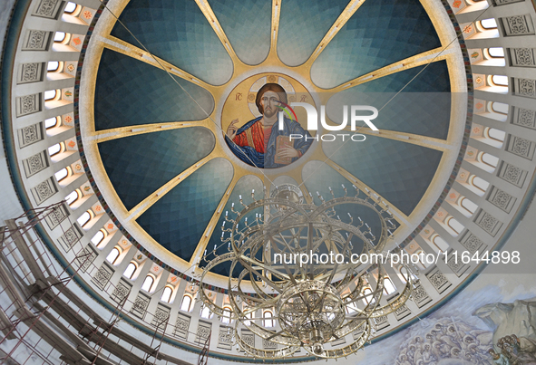 TIRANA, ALBANIA - SEPTEMBER 16:   
Ceiling fresco in the Resurrection of Christ Orthodox Cathedral, seen on September 16, 2024, in Tirana, A...