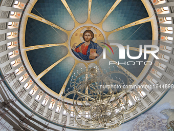 TIRANA, ALBANIA - SEPTEMBER 16:   
Ceiling fresco in the Resurrection of Christ Orthodox Cathedral, seen on September 16, 2024, in Tirana, A...