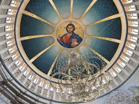 TIRANA, ALBANIA - SEPTEMBER 16:   
Ceiling fresco in the Resurrection of Christ Orthodox Cathedral, seen on September 16, 2024, in Tirana, A...