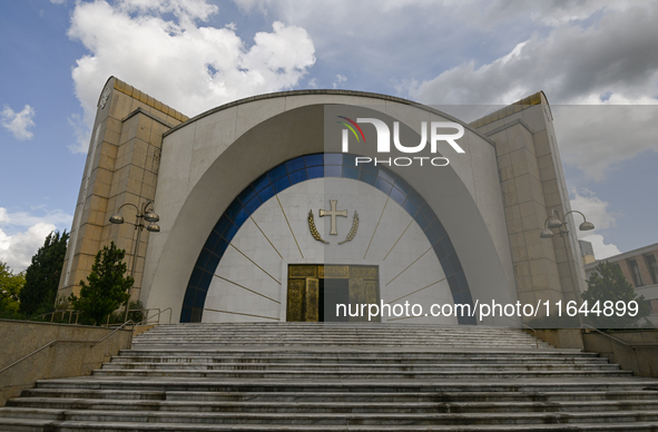 TIRANA, ALBANIA - SEPTEMBER 16:   
View of the facade of the Resurrection of Christ Orthodox Cathedral, seen on September 16, 2024, in Tiran...