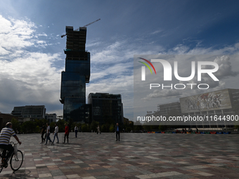 TIRANA, ALBANIA - SEPTEMBER 16:   
View of Skanderbeg Square, seen on September 16, 2024, in Tirana, Albania. (