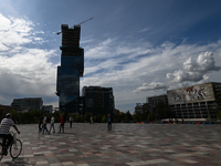 TIRANA, ALBANIA - SEPTEMBER 16:   
View of Skanderbeg Square, seen on September 16, 2024, in Tirana, Albania. (