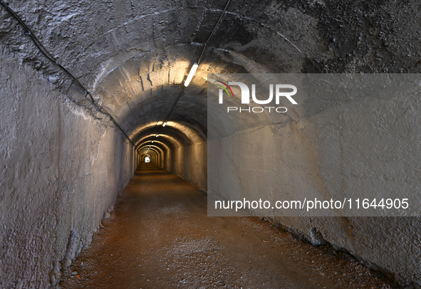 TIRANA, ALBANIA - SEPTEMBER 16:   
The tunel leading to the Bunk'Art Museum, a vast underground bunker built for Enver Hoxha and high-rankin...