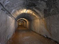 TIRANA, ALBANIA - SEPTEMBER 16:   
The tunel leading to the Bunk'Art Museum, a vast underground bunker built for Enver Hoxha and high-rankin...