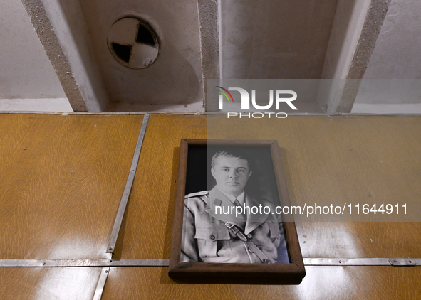 TIRANA, ALBANIA - SEPTEMBER 16:   
View of Enver Hoxha's portrait inside his room inside the Bunk'Art Museum, a vast underground bunker buil...