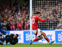 Morgan Gibbs-White of Nottingham Forest celebrates after Chris Wood of Nottingham Forest scores a goal to make it 0-1 during the Premier Lea...