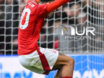 Morgan Gibbs-White of Nottingham Forest celebrates after Chris Wood of Nottingham Forest scores a goal to make it 0-1 during the Premier Lea...